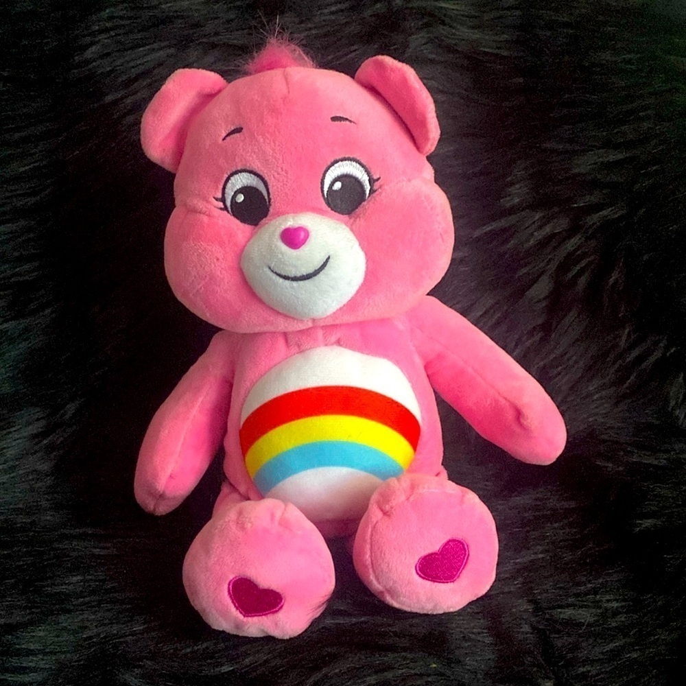 Care Bears Unlock the Magic Pink Rainbow Cheer Bear soft pink teddy bear